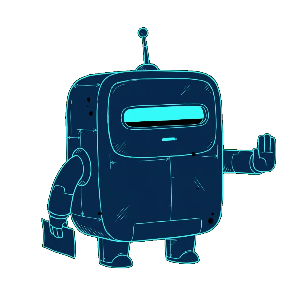 Noop holding up a flat palm in a polite stop gesture
